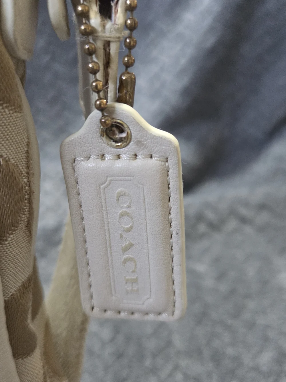 Coach Cream and Beige Cricket Signature Crossbody with Gold Turnlock